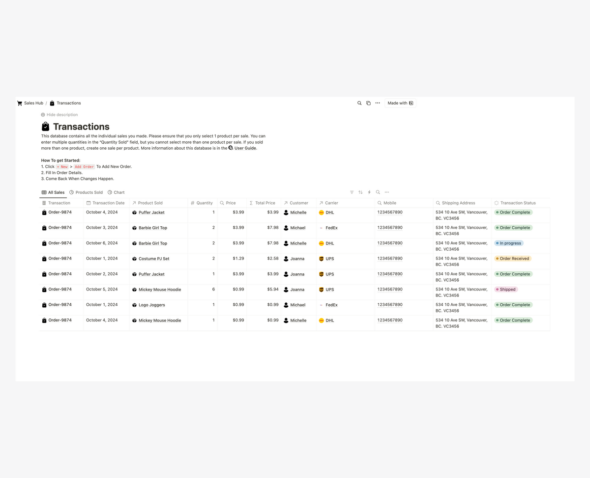 Notion E-Commerce Website