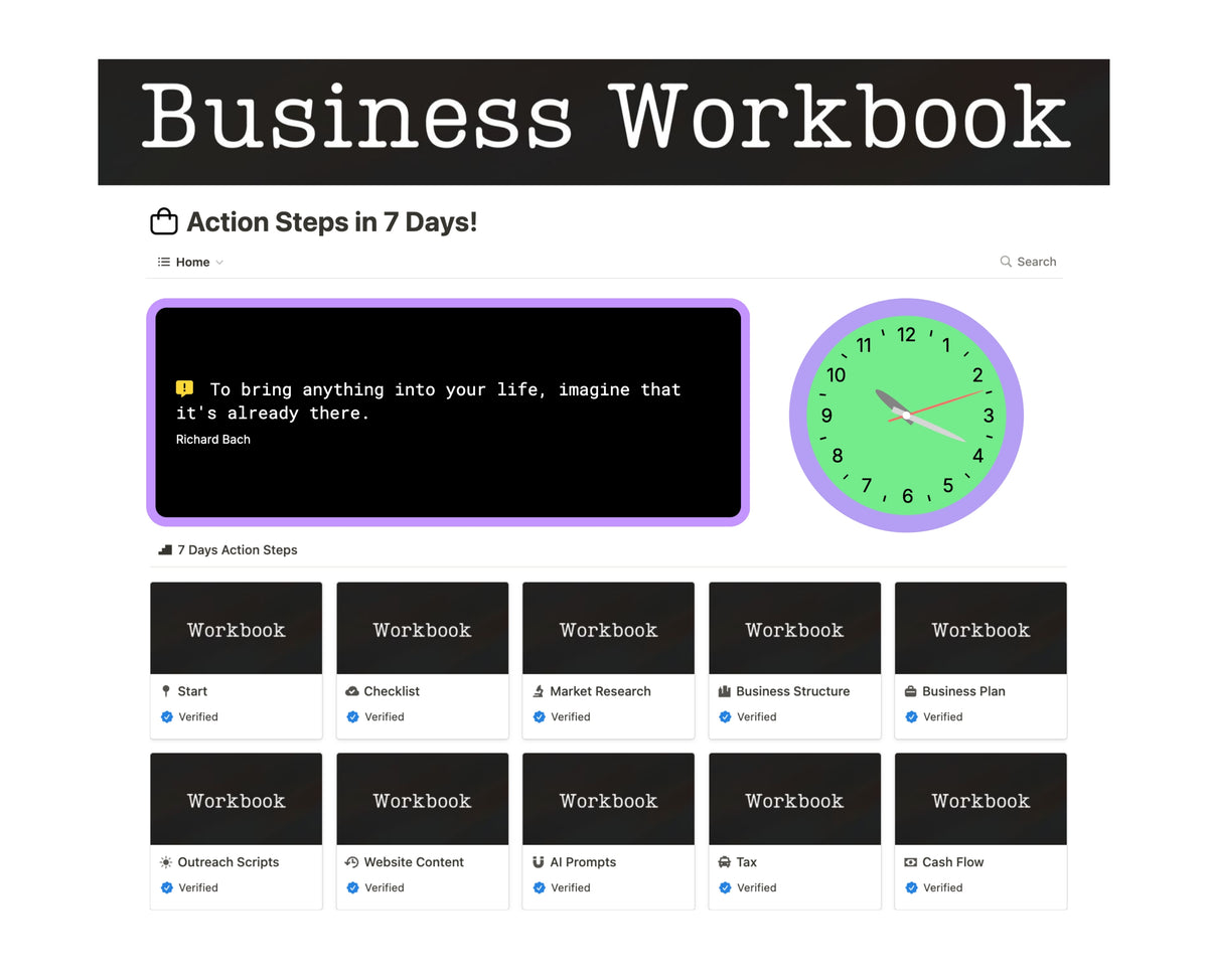 7 Days Business Workbook